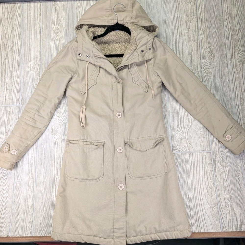 Vintage Y2K Delia's Coat Size Small Tan Bella Swan Chore Grunge Trench Long READ